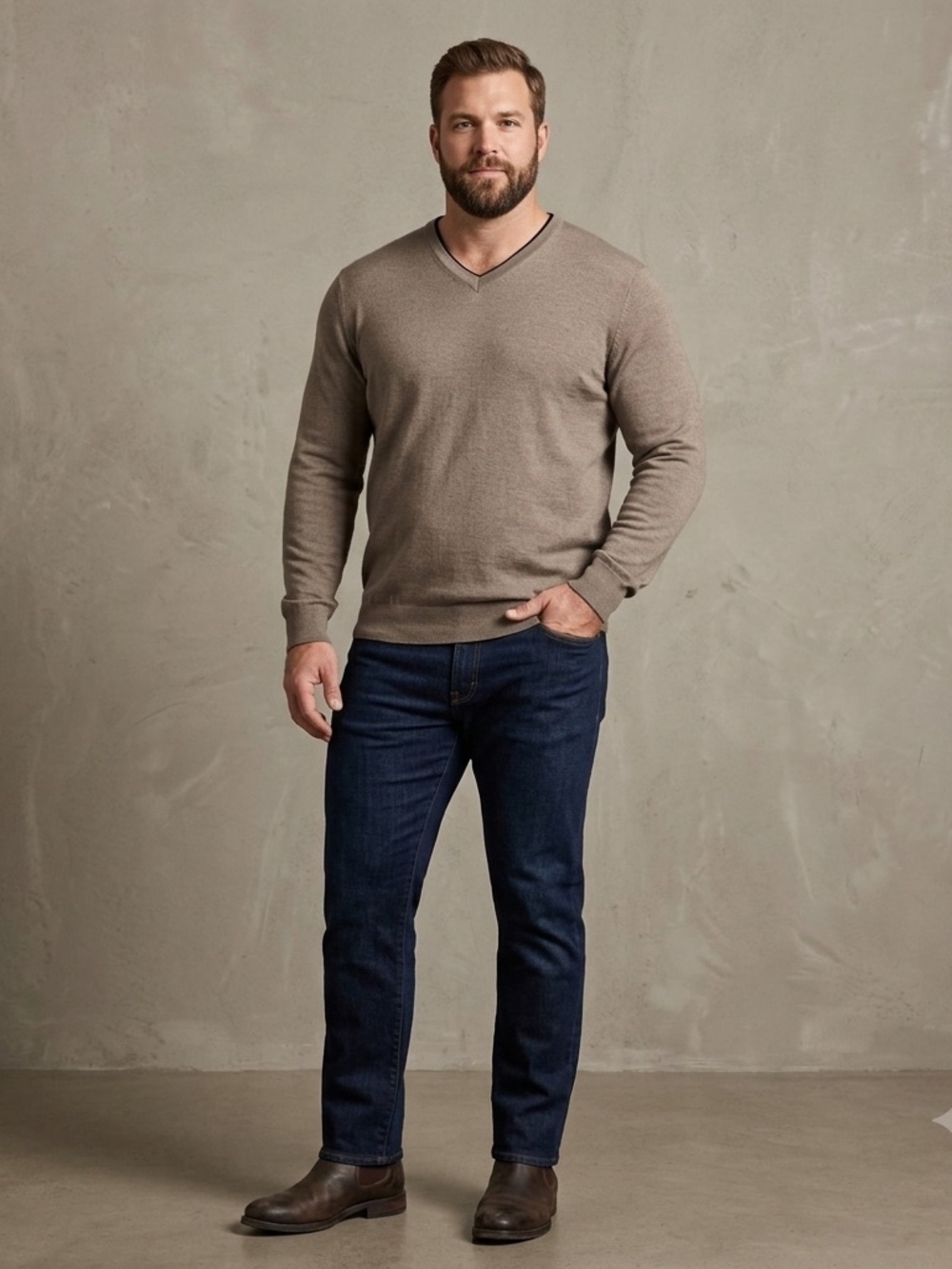Tahari Italian Merino Wool V-Neck Sweater Men’s XL